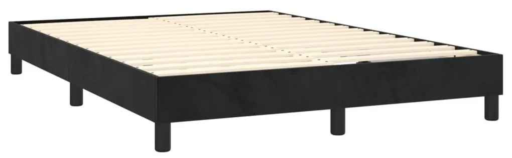 Κρεβάτι Boxspring με Στρώμα &amp; LED Μαύρο 140x190 εκ. Βελούδινο - Μαύρο