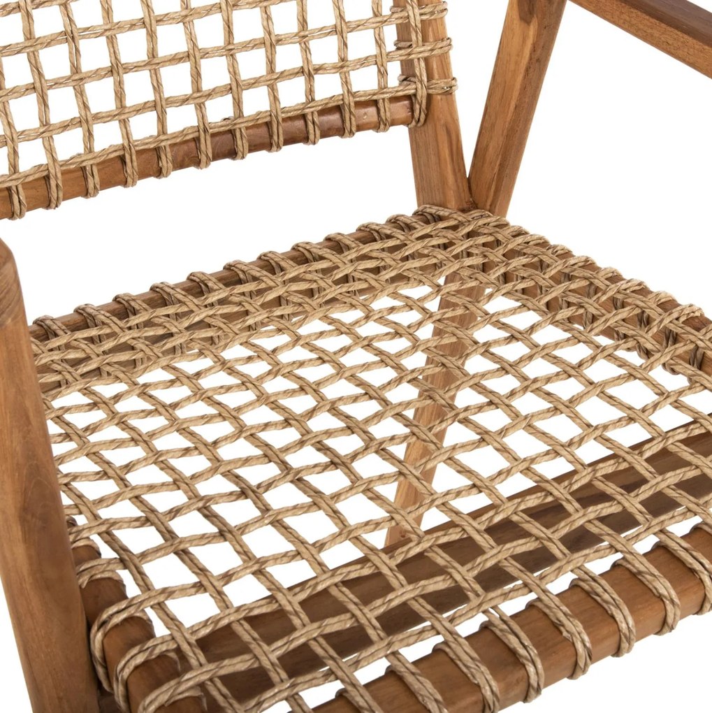 Πολυθρόνα VAYA Ξύλο Teak και Συνθετικό Σχοινί Φυσικό 53,5x60,5x85Υεκ. 53.5x60.5x85 εκ.