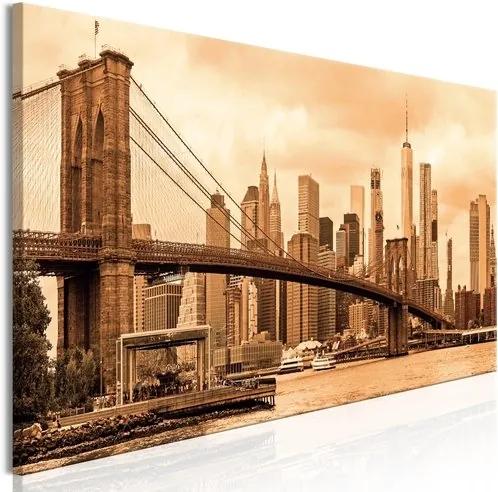 Πίνακας - Road to Manhattan (1 Part) Narrow Sepia - 150x50