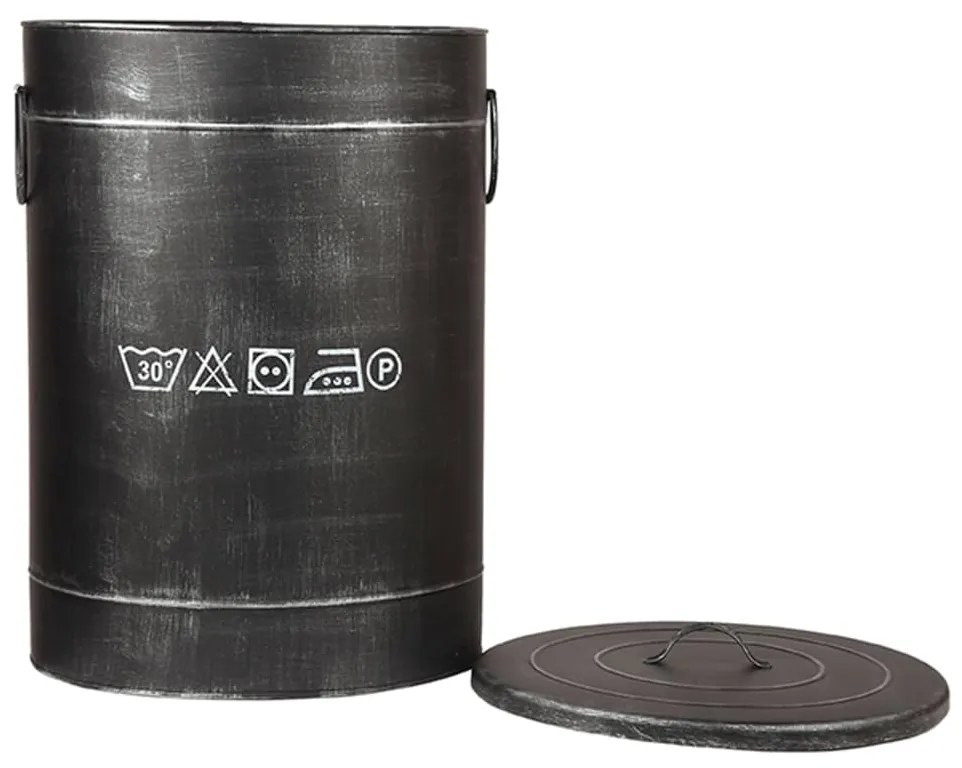 LABEL51 Καλάθι Απλύτων Χρώμα Αντικέ Μαύρο 40 x 40 x 58 εκ. L