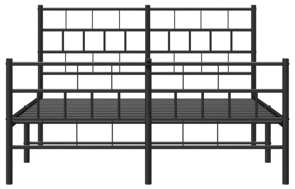 Πλαίσιο Κρεβατιού με Κεφαλάρι&amp;Ποδαρικό Μαύρο 140x200εκ. Μέταλλο - Μαύρο