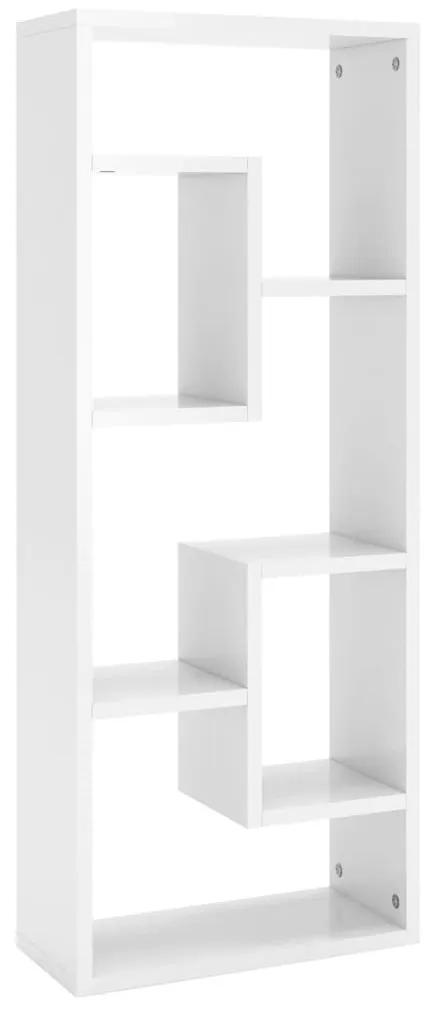Ραφιέρα Τοίχου Γυαλιστερό Λευκό 36 x 16 x 90 εκ. από Επεξ. Ξύλο - Λευκό