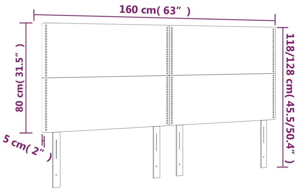 vidaXL Κεφαλάρι Κρεβατιού LED Ανοιχτό Γκρι 160x5x118/128εκ. Υφασμάτινο