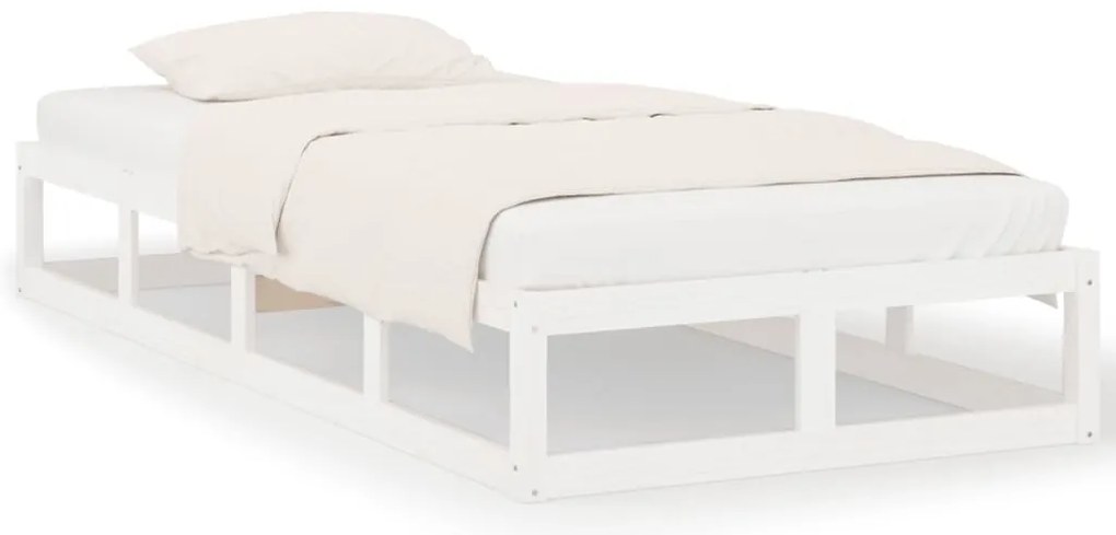 vidaXL Πλαίσιο Κρεβατιού Λευκό 75x190 εκ. Μασίφ Ξύλο Small Single