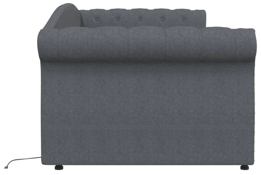 vidaXL Καναπές Κρεβάτι με Στρώμα & USB Σκούρο Γκρι 90 x 200 εκ. Υφασμ.
