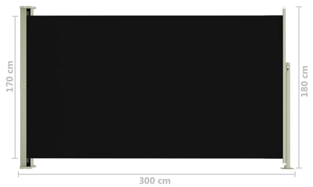 Σκίαστρο Πλαϊνό Συρόμενο Βεράντας Μαύρο 180 x 300 εκ. - Μαύρο
