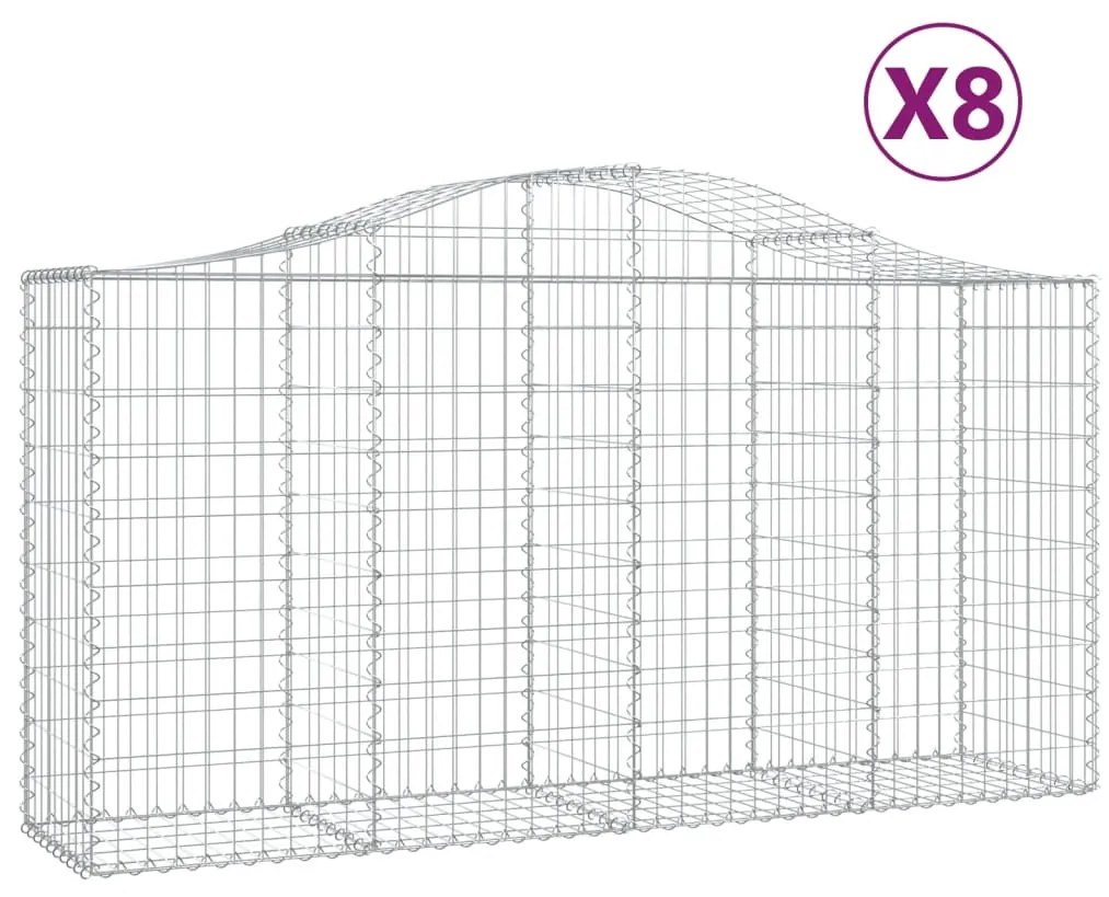 vidaXL Συρματοκιβώτια Τοξωτά 8 τεμ. 200x50x100/120 εκ. Γαλβαν. Ατσάλι