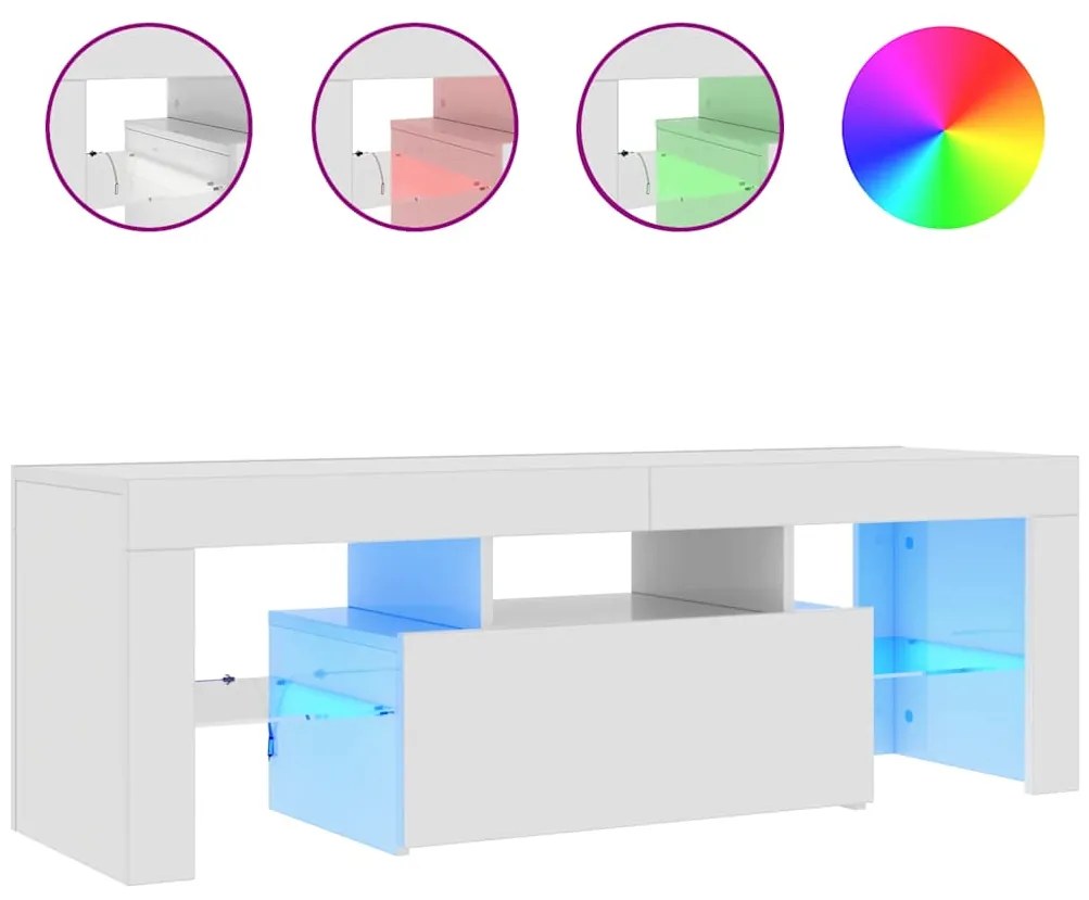 vidaXL Έπιπλο Τηλεόρασης με LED Γυαλιστερό Λευκό 120 x 35 x 40 εκ.