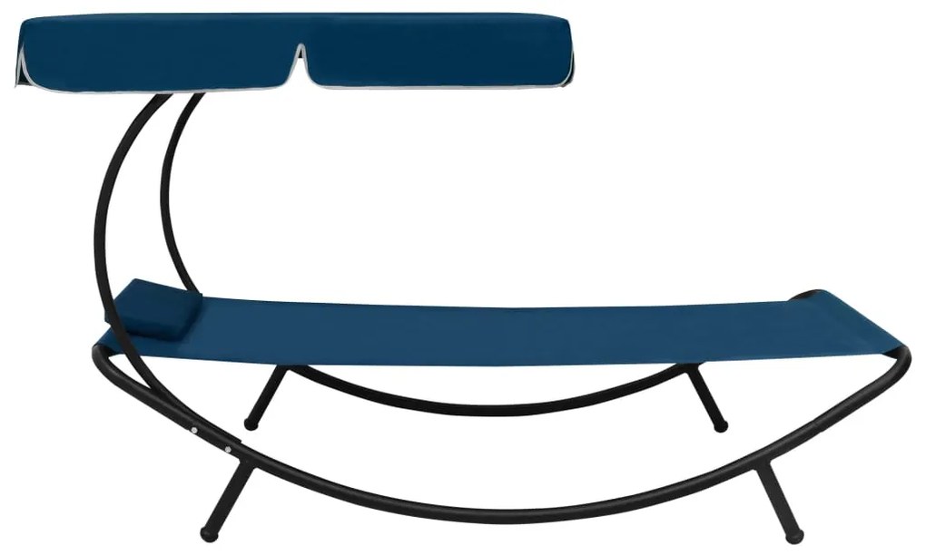 vidaXL Ξαπλώστρα - Κρεβάτι Μπλε με Σκίαστρο και Μαξιλάρι