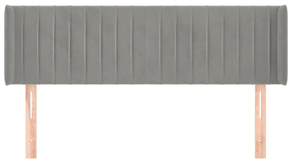 Κεφαλάρι με Πτερύγια Ανοιχτό Γκρι 147x16x78/88 εκ. Βελούδινο 3119054