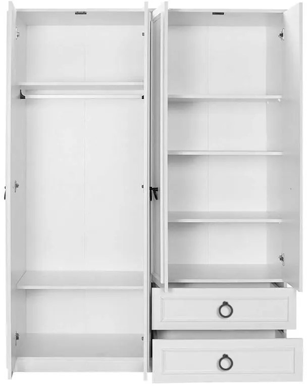 Ντουλάπα ρούχων Hampton Megapap τετράφυλλη χρώμα λευκό 140x52x185εκ.