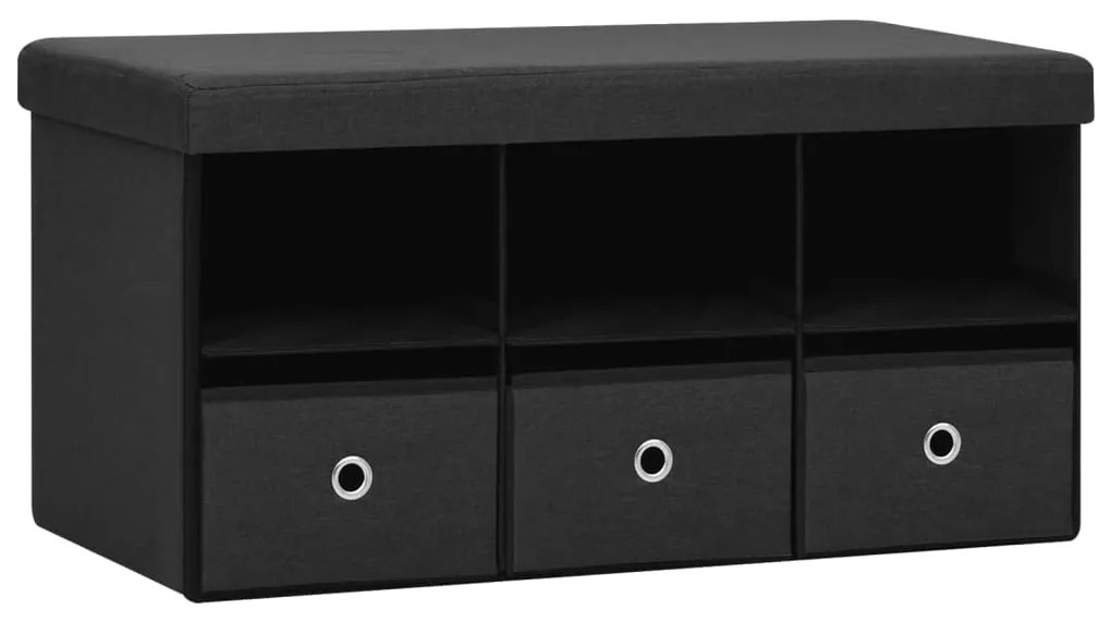 vidaXL Πτυσσόμενος Πάγκος Αποθήκευσης Μαύρος 76x38x38 εκ. Συνθ. Λινό