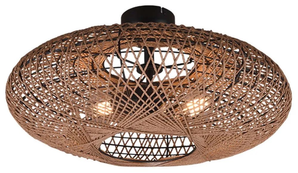 Φωτιστικό Οροφής - Πλαφονιέρα Hedda 612300236 2xE27 40W Φ52cm 28cm Natural-Black Trio Lighting Rope, Metal