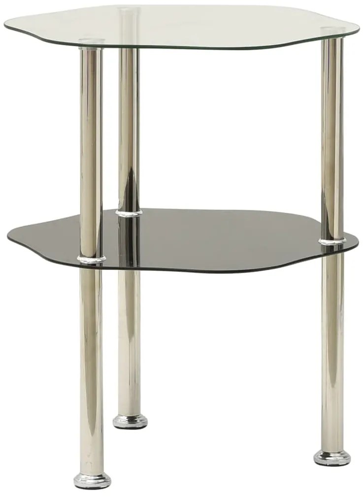 322786 vidaXL Βοηθ. Τραπέζι 2 Επ. Διαφ. & Μαύρο 38x38x50 εκ Ψημ. Γυαλί