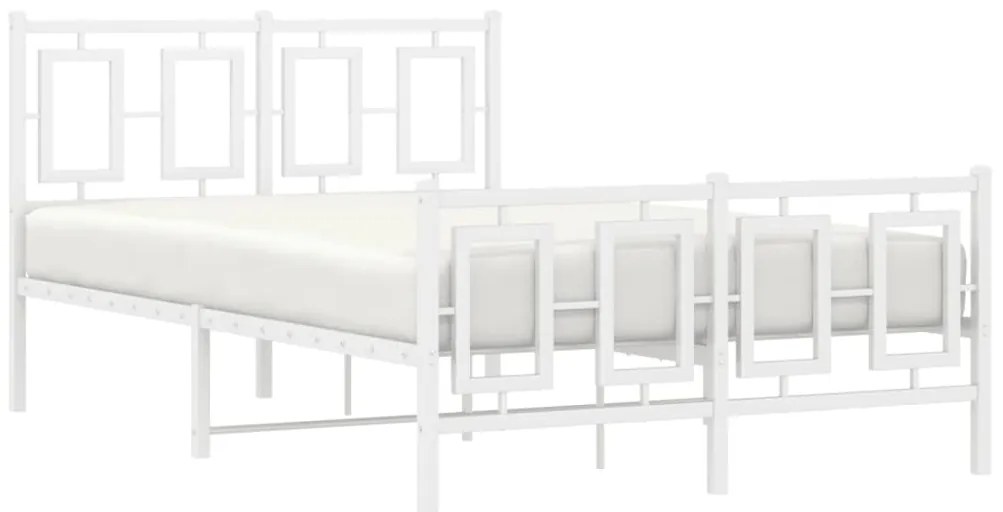 vidaXL Πλαίσιο Κρεβατιού με Κεφαλάρι&amp;Ποδαρικό Λευκό 120x190εκ. Μέταλλο