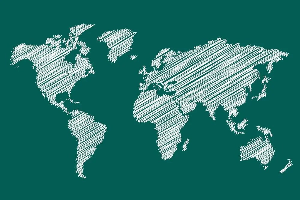 Εικόνα στον παγκόσμιο χάρτη που εκκολάπτεται από φελλό σε πράσινο φόντο - 120x80  color mix