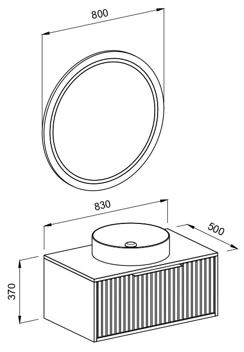 Σετ Έπιπλο Μπάνιου HOLE Μπλε MDF 18mm Λάκα 85 9SHOL085BLS Πάγκο 83x50x37cm