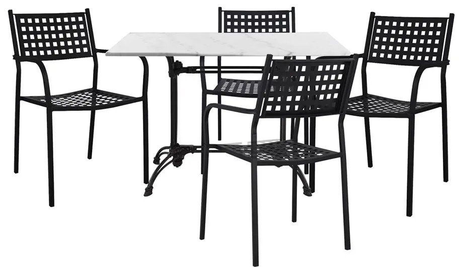 Τραπεζαρία Κήπου (Σετ 5Τμχ) HM11717 110x70x72,5cm Black-White Four Seater
