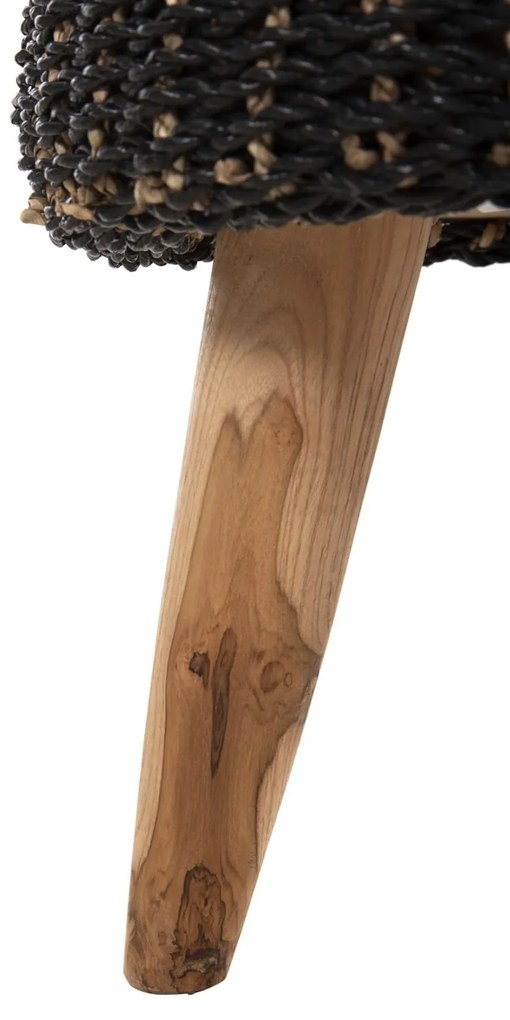 Σκαμπό BEAM απο Ξύλο TEAK και Seagrass σε Φυσικό και Μαύρο Φ43x45Yεκ. 43x43x45 εκ.