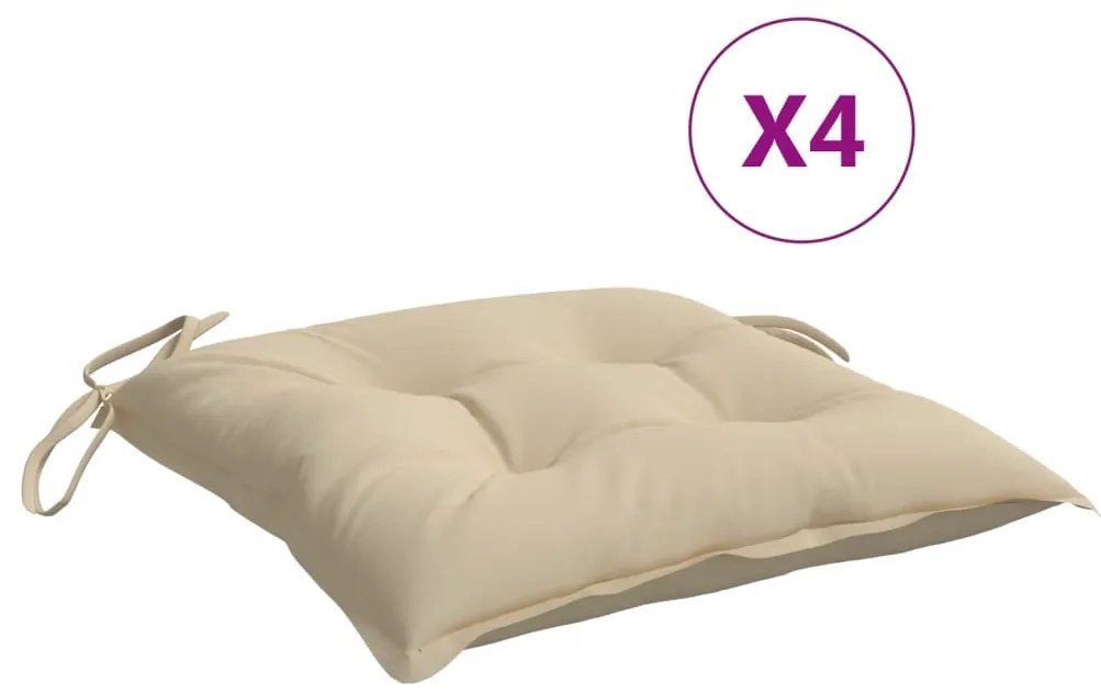 vidaXL Μαξιλάρια Καρέκλας Κήπου 4 τεμ. Μπεζ 50x50x7 εκ. Oxford Ύφασμα