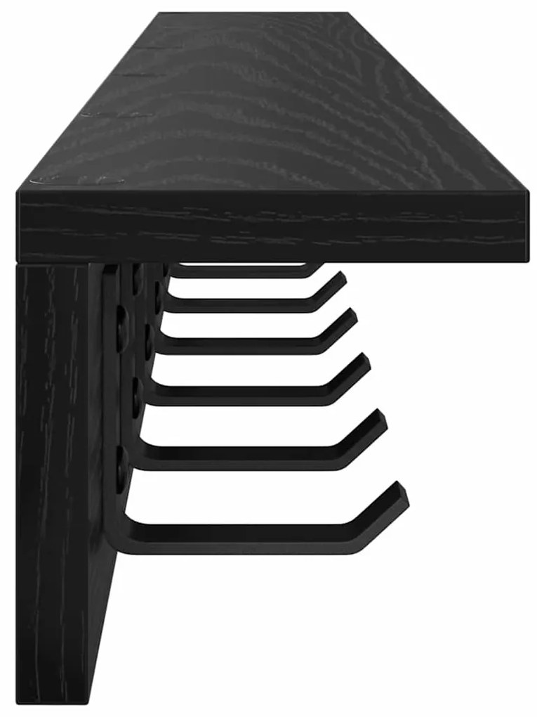 vidaXL Τοίχου Κρεμάστρα με ράφι Μαύρη δρυς 100 x 10.5 x 10.5 εκ