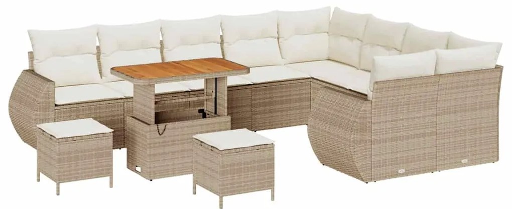 vidaXL Σετ Καναπέ Κήπου 12 pcs μπεζ και κρεμ 90 x 55 x 71 cm