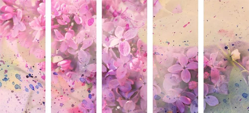 5 μέρη εικόνα ροζ κλαδί λουλουδιών - 100x50