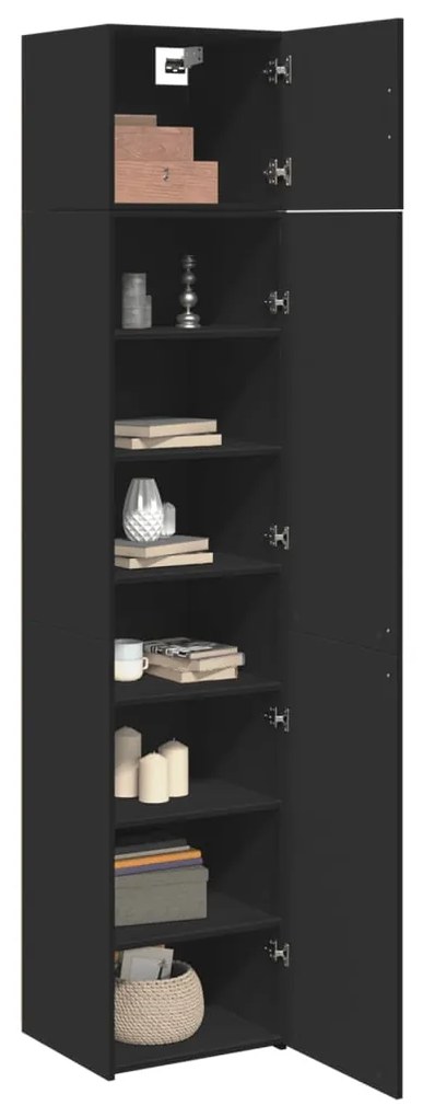 vidaXL Ντουλάπι Αποθήκευσης Στενό Μαύρο 45x42,5x225 εκ. Επεξεργ. Ξύλο