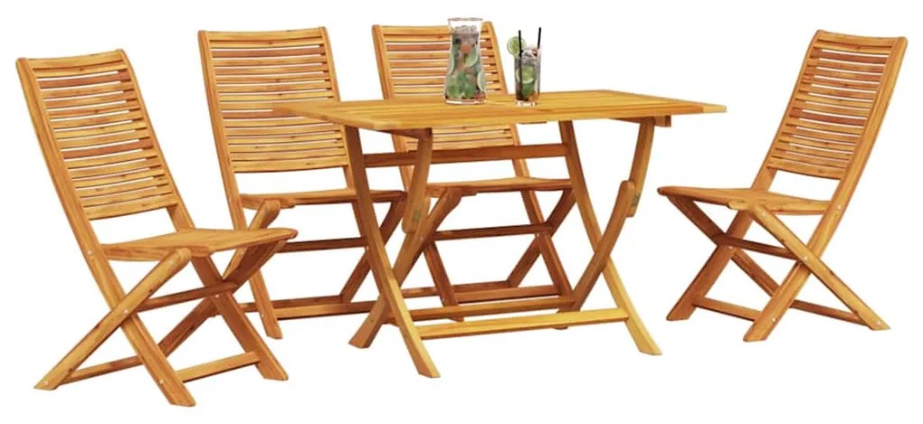 vidaXL Σέτ φαγητού για κήπο 5 pcs Καφέ Μασίφ ξύλο ακακίας