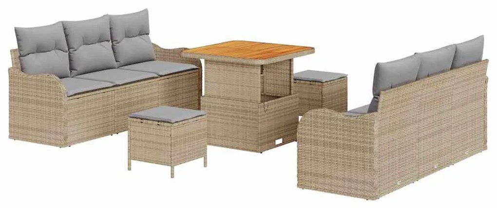 vidaXL Σετ Καναπέ Κήπου 9 pcs Μπεζ, Ανοιχτό Γκρι 80 x 80 x 71 cm