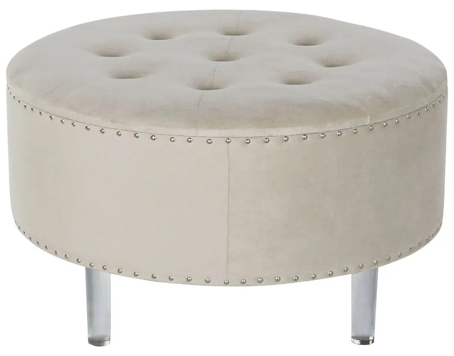 Σκαμπό DKD Home Decor Μπεζ Ασημί πολυεστέρας Ξύλο MDF 80 x 80 x 43 cm
