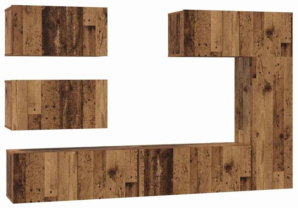vidaXL Σετ επίπλου τηλεόρασης 6 pcs Παλαιό ξύλο 30.5 x 30 x 90 cm