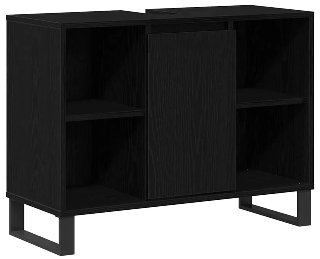 vidaXL Ντουλάπι Μπάνιου Μαύρο 80 x 33 x 60 εκ Επεξεργασμένο ξύλο