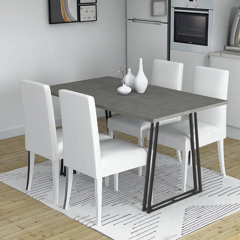 Τραπέζι κουζίνας/σαλονιού Gable Megapap μεταλλικό - μελαμίνης χρώμα μαύρο - ανθρακί 140x80x76εκ.