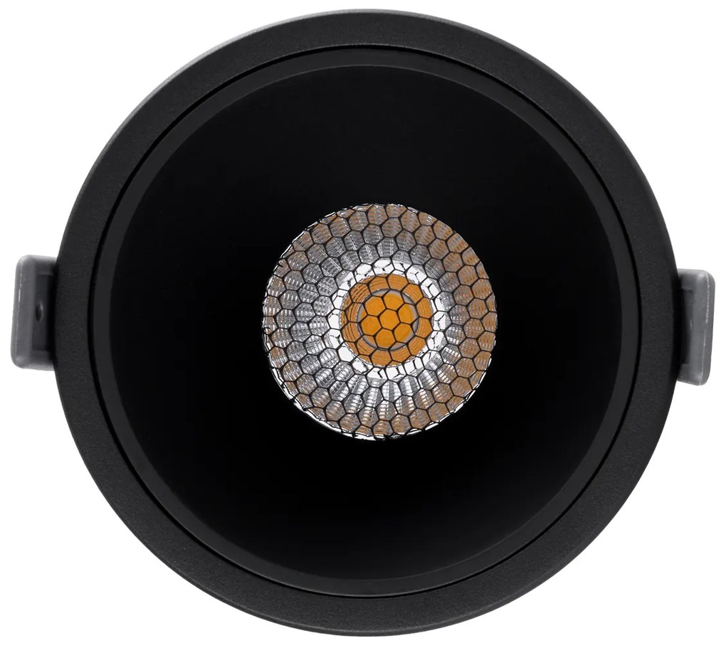 GloboStar PLUTO-B 60262 Χωνευτό LED Spot Downlight TrimLess Φ10.4cm 15W 1950lm 38° AC 220-240V IP20 Φ10.4 x Υ6.5cm - Στρόγγυλο - Μαύρο &amp; Anti-Glare HoneyComb - Φυσικό Λευκό 4500K - Bridgelux COB - 5 Years Warranty