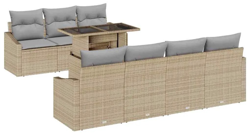 vidaXL Σετ Καναπέ Κήπου 8 pcs μπεζ και ανοιχτό γκρι 100 x 55 x 73 εκ