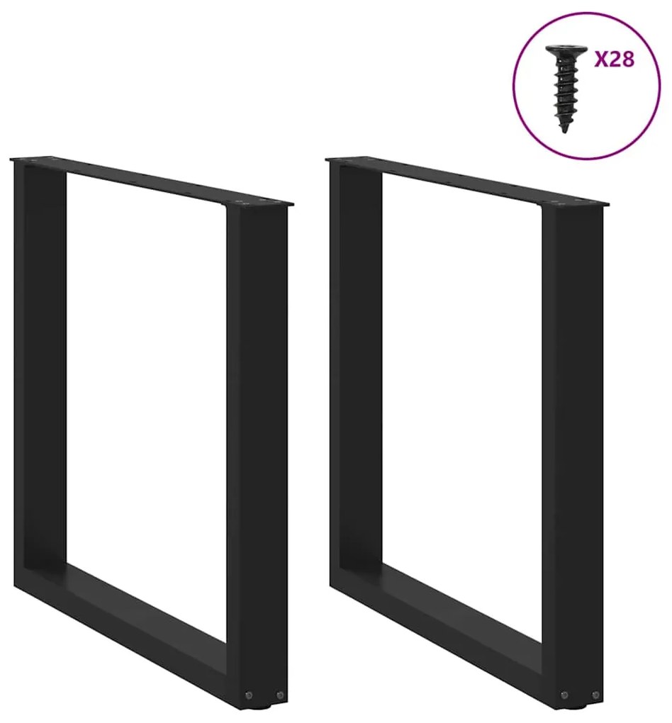 vidaXL Πόδια Τραπεζαρίας σε Σχήμα U 2 τεμ. Μαύρο 80x(72-73) εκ. Ατσάλι