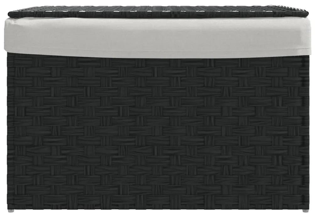 vidaXL Καλάθι Πλυντηρίου με Καπάκι Μαύρο 55,5 x 35 x 34εκ. Συνθ. Ρατάν
