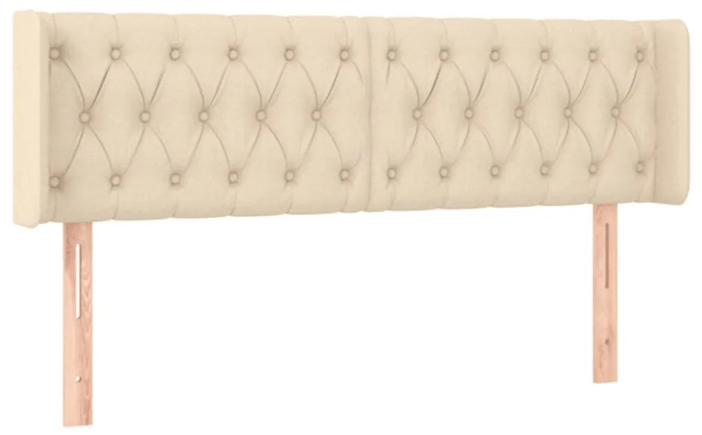 vidaXL Κεφαλάρι Κρεβατιού LED Κρεμ 147x16x78/88 εκ. Υφασμάτινο