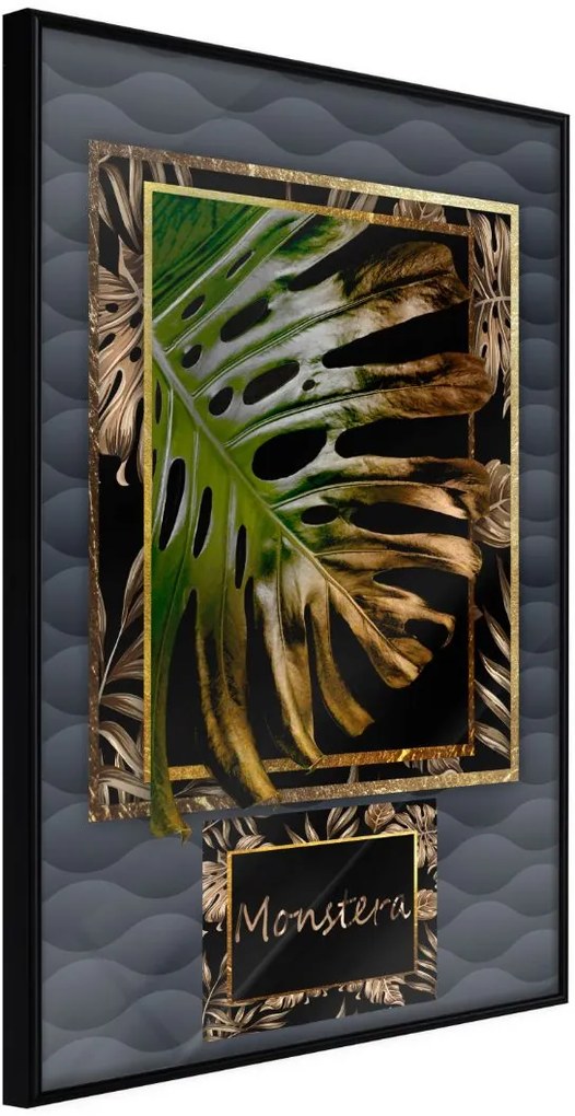 Αφίσα - Monstera in the Frame - 20x30 - Μαύρο - Χωρίς πασπαρτού