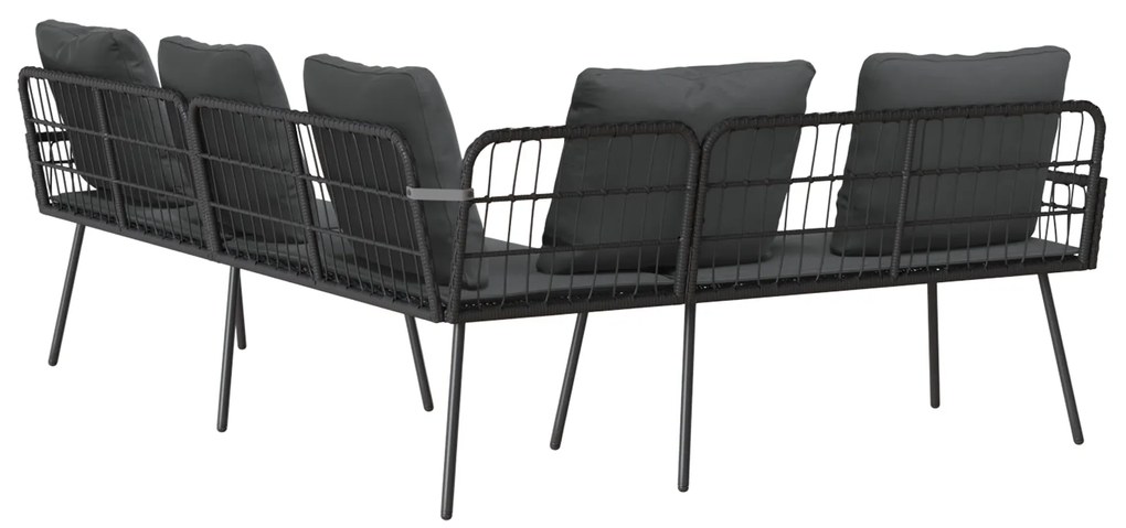 vidaXL Γωνιακός Καναπές Μαύρος 231x173x78 εκ. Πολυ Ρατάν
