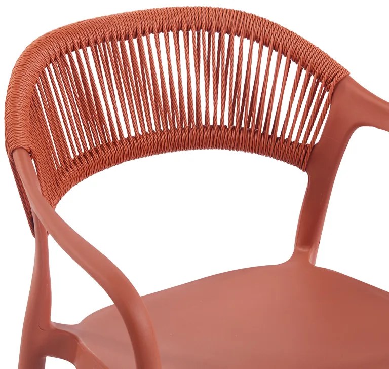 Πολυθρόνα Ankara pakoworld στοιβαζόμενη pp-pe rattan σε terracotta απόχρωση 54x55.5x77εκ