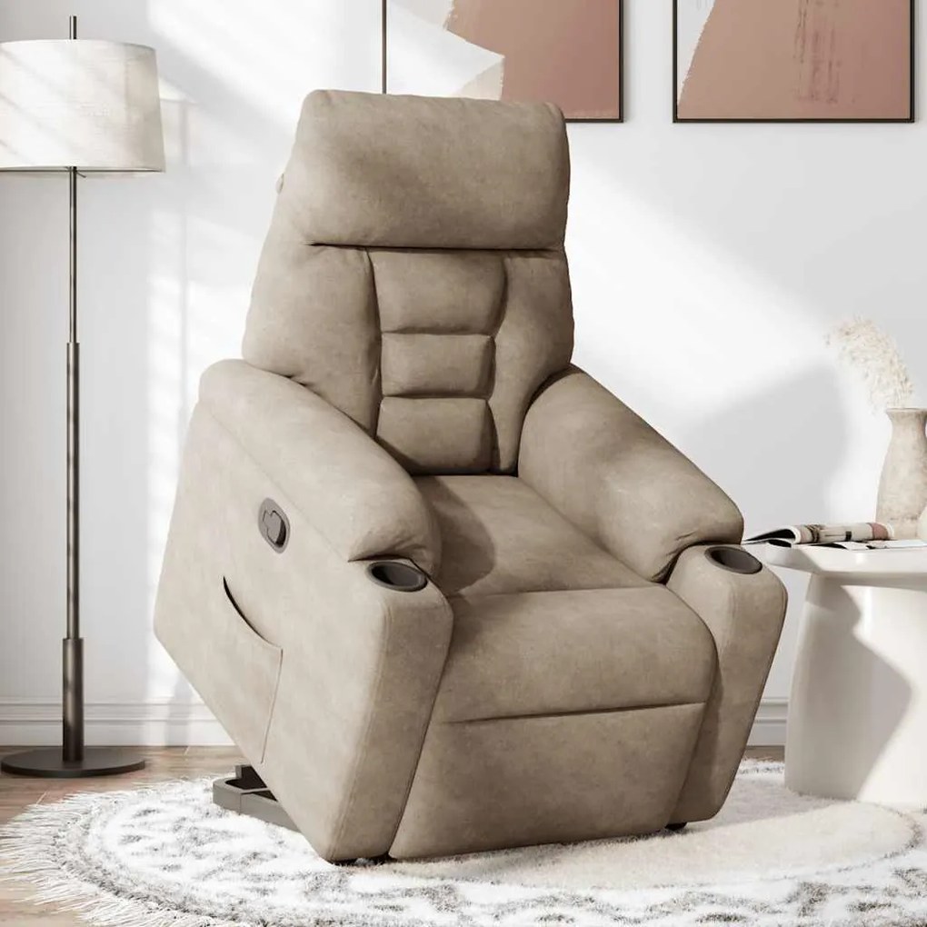 vidaXL Πολυθρόνα Ανακλινόμενη με Ανύψωση Taupe Ύφασμα Μικροϊνών