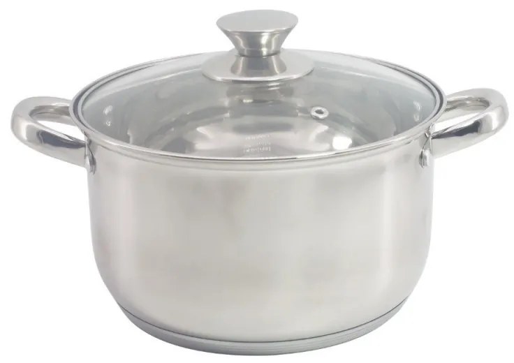 Κατσαρόλα με γυάλινο καπάκι Rosberg R51210L26, 26 cm, 7,5 l, Inox, Inox