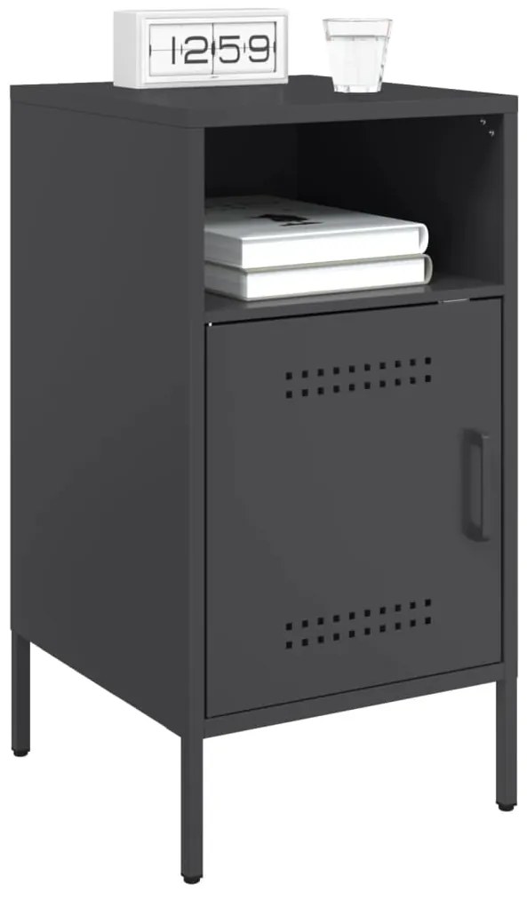 vidaXL Κομοδίνα 2 τεμ. Μαύρα 36x39x68 εκ. από Χάλυβα