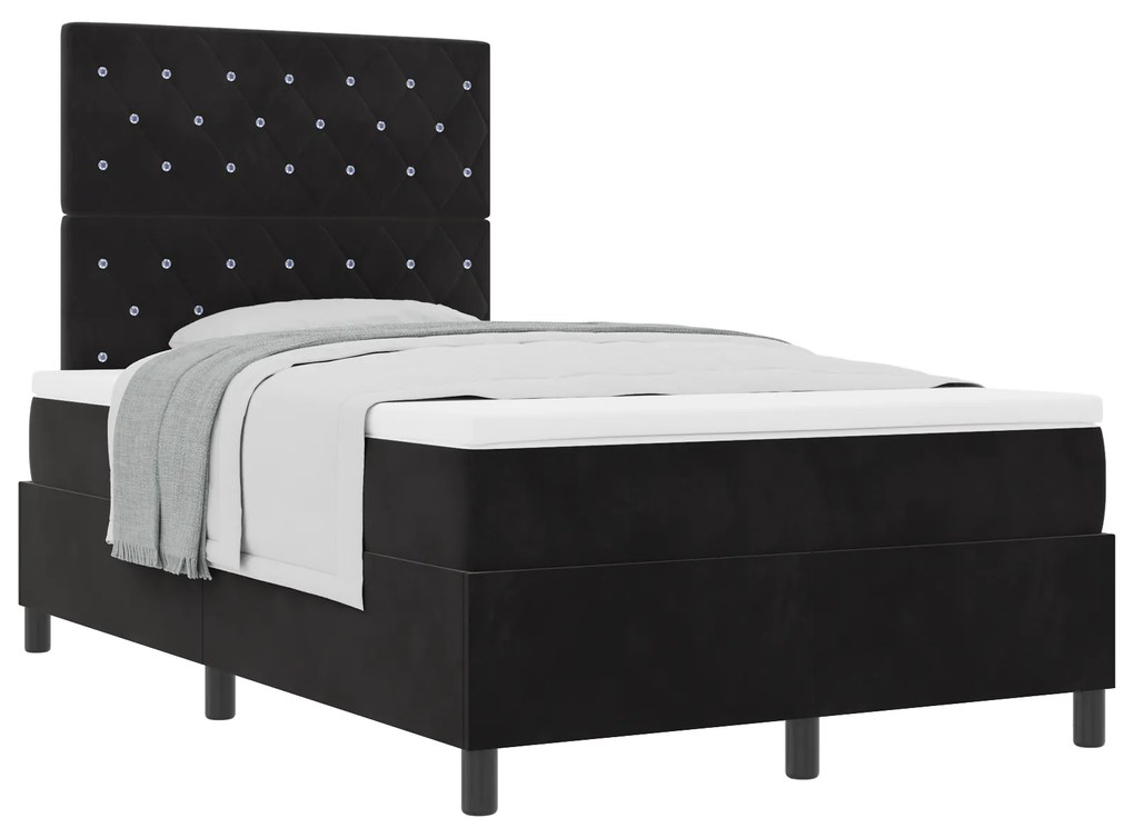 vidaXL Κρεβάτι Box Spring με στρώμα Μαύρο 120x200 εκ Βελούδο