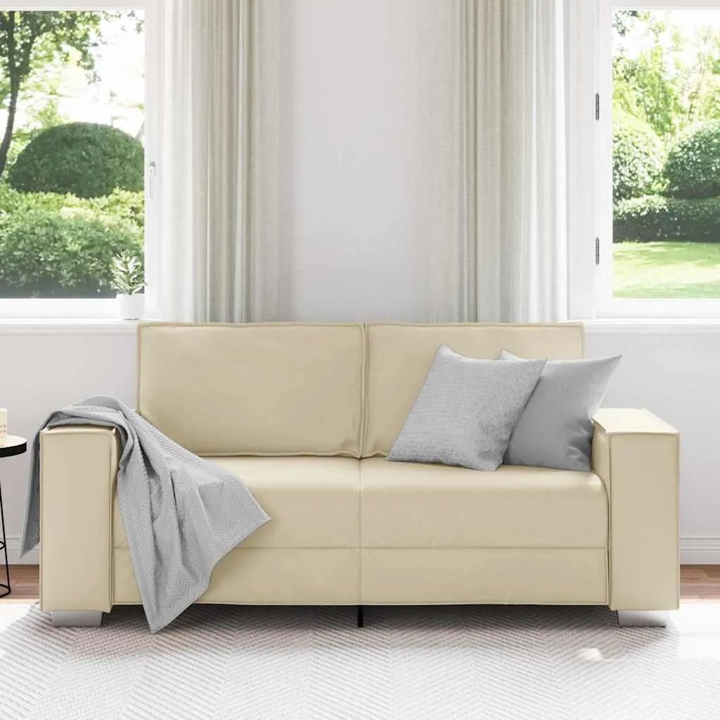 vidaXL Καναπές Loveseat 180 εκ με μαξιλάρι Κρεμ Τεχνητό δέρμα