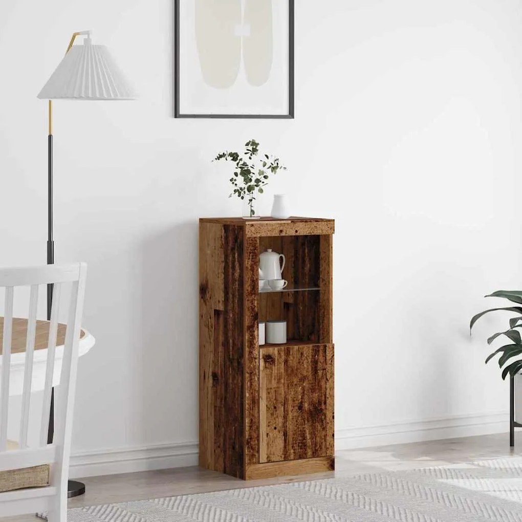 vidaXL Πλευρικό Τραπέζι LED Καφέ 41 x 37 x 100 εκ Επεξεργασμένο ξύλο