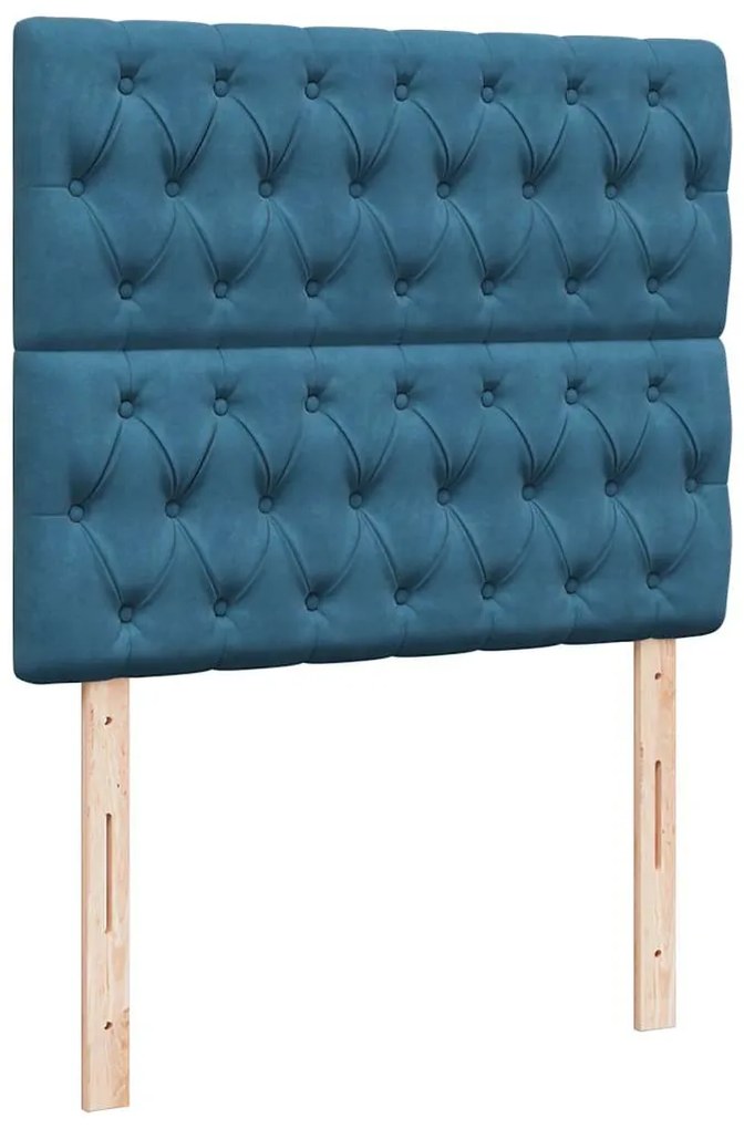 vidaXL Κρεβάτι Boxspring με Στρώμα Σκούρο Μπλε 120x200 εκ. Βελούδινο