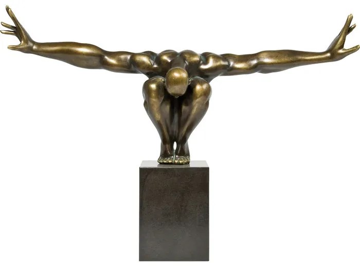 Διακοσμητικό Επιτραπέζιο Αθλητής Bronze Μέταλλο-Μάρμαρο 75x21x52εκ - Χρυσό